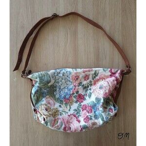Large Floral Canvas Vintage Purse with Accessory Wallet Made in Italy